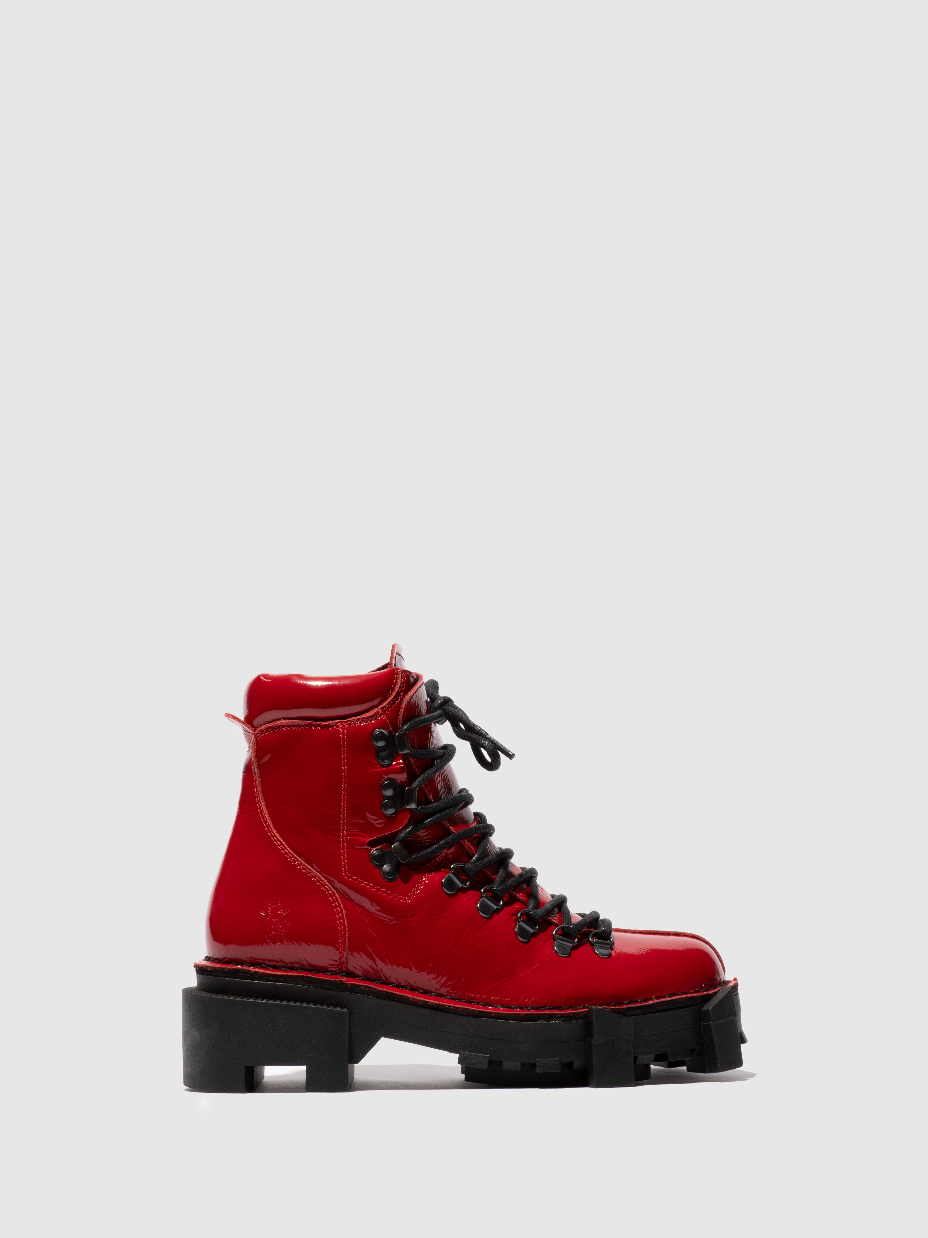 Black booties with red laces hotsell