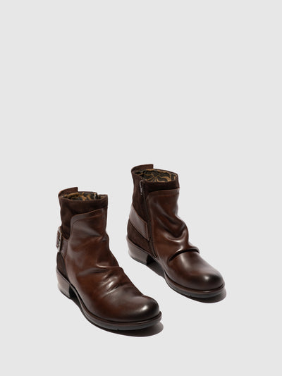 Buckle Ankle Boots MEL DK BROWN