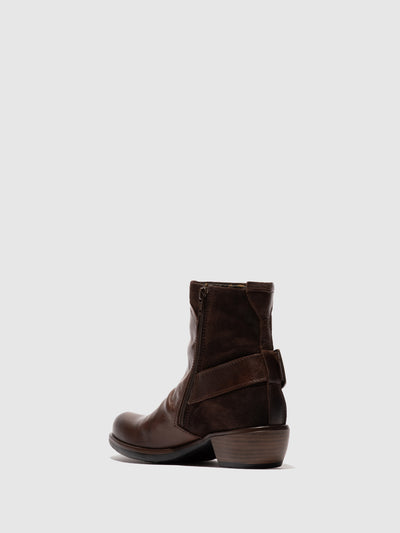 Buckle Ankle Boots MEL DK BROWN