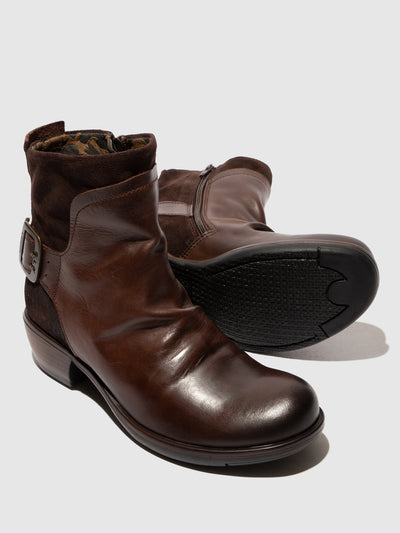Buckle Ankle Boots MEL DK BROWN