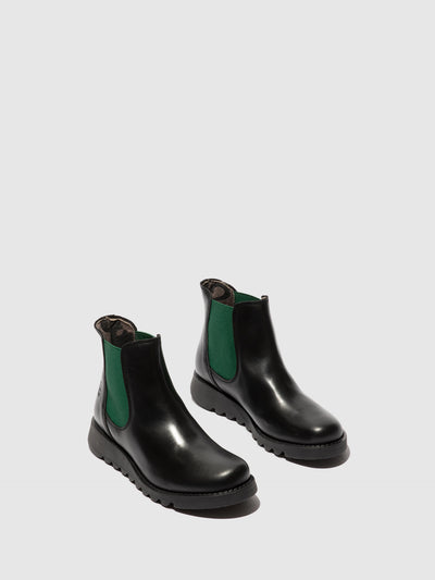 Chelsea Ankle Boots SALV195FLY BLACK (TEAL ELASTIC)