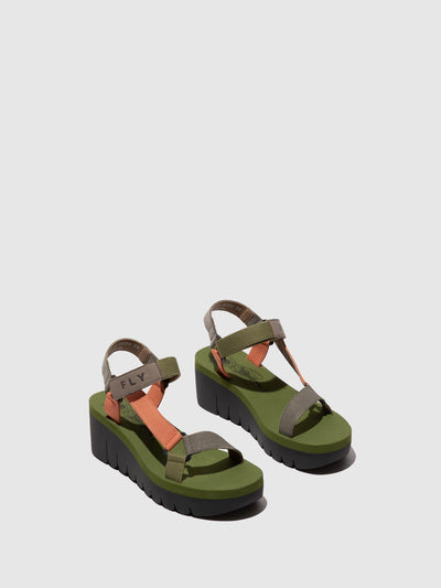 Velcro Sandals YEFA726FLY GREY/MULTICOLOR/ARMY GREEN