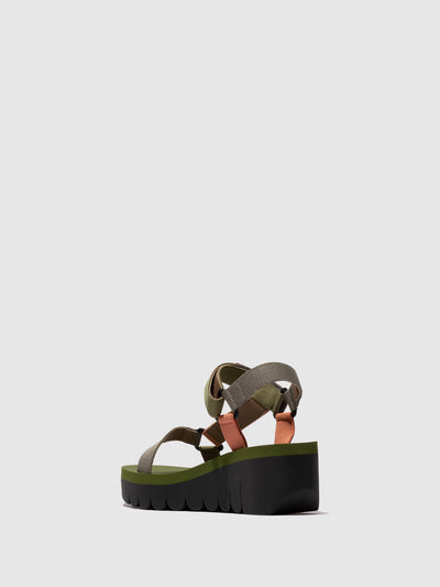 Velcro Sandals YEFA726FLY GREY/MULTICOLOR/ARMY GREEN