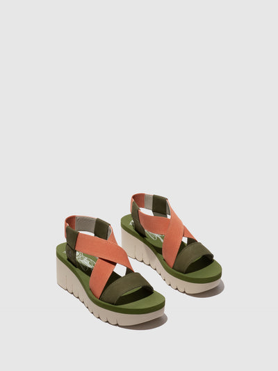 Sling-Back Sandals YABI922FLY ARMY GREEN/TEA ROSE/ARMY GREEN