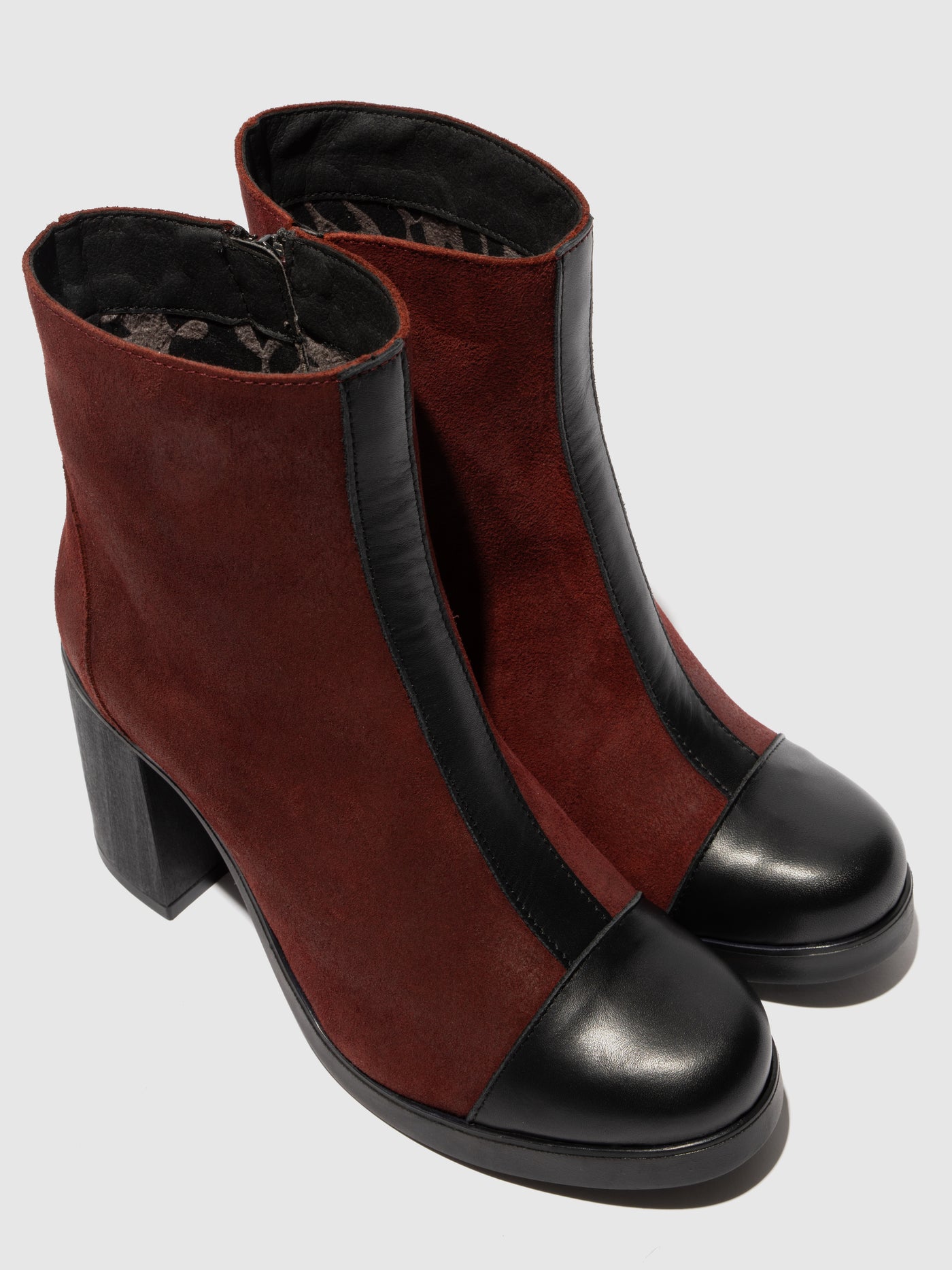 Zip Up Ankle Boots STIR985FLY BLACK/OXBLOOD