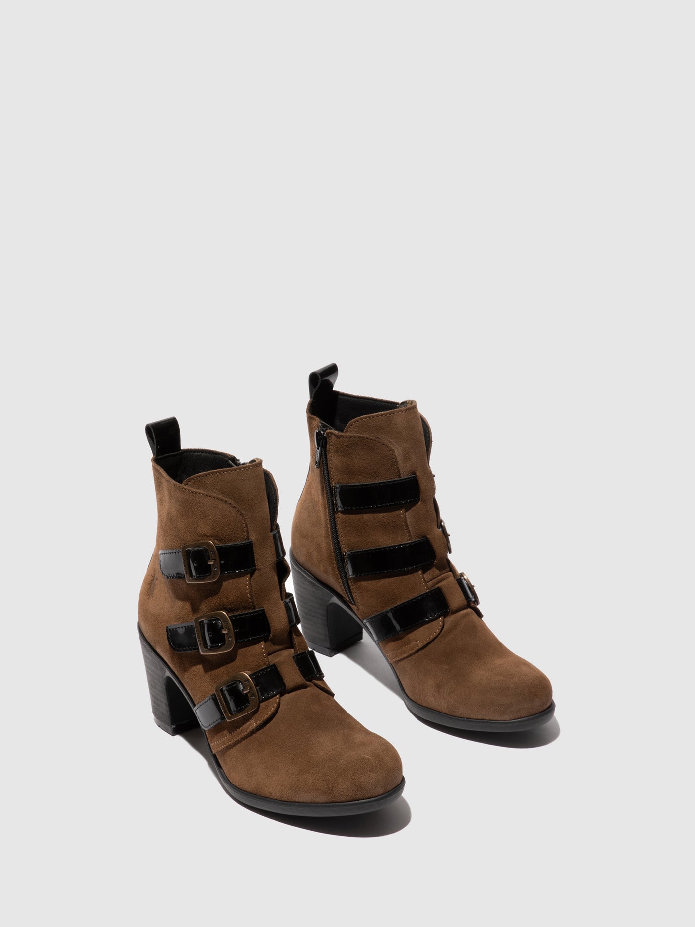 Buckle Ankle Boots KLEA012FLY TAUPE/BLACK