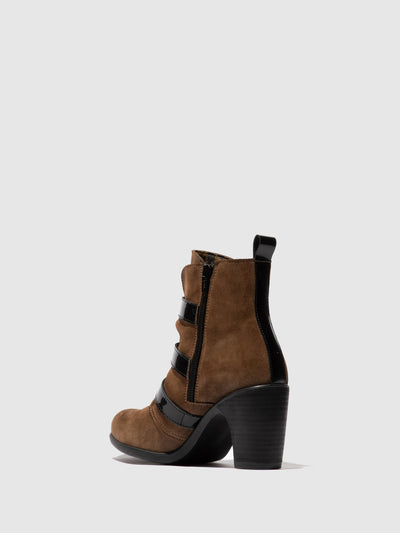 Buckle Ankle Boots KLEA012FLY TAUPE/BLACK