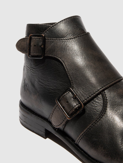 Buckle Ankle Boots WUOL142FLY WASHED BLACK