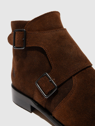 Buckle Ankle Boots WUOL142FLY OIL SUEDE CAMEL
