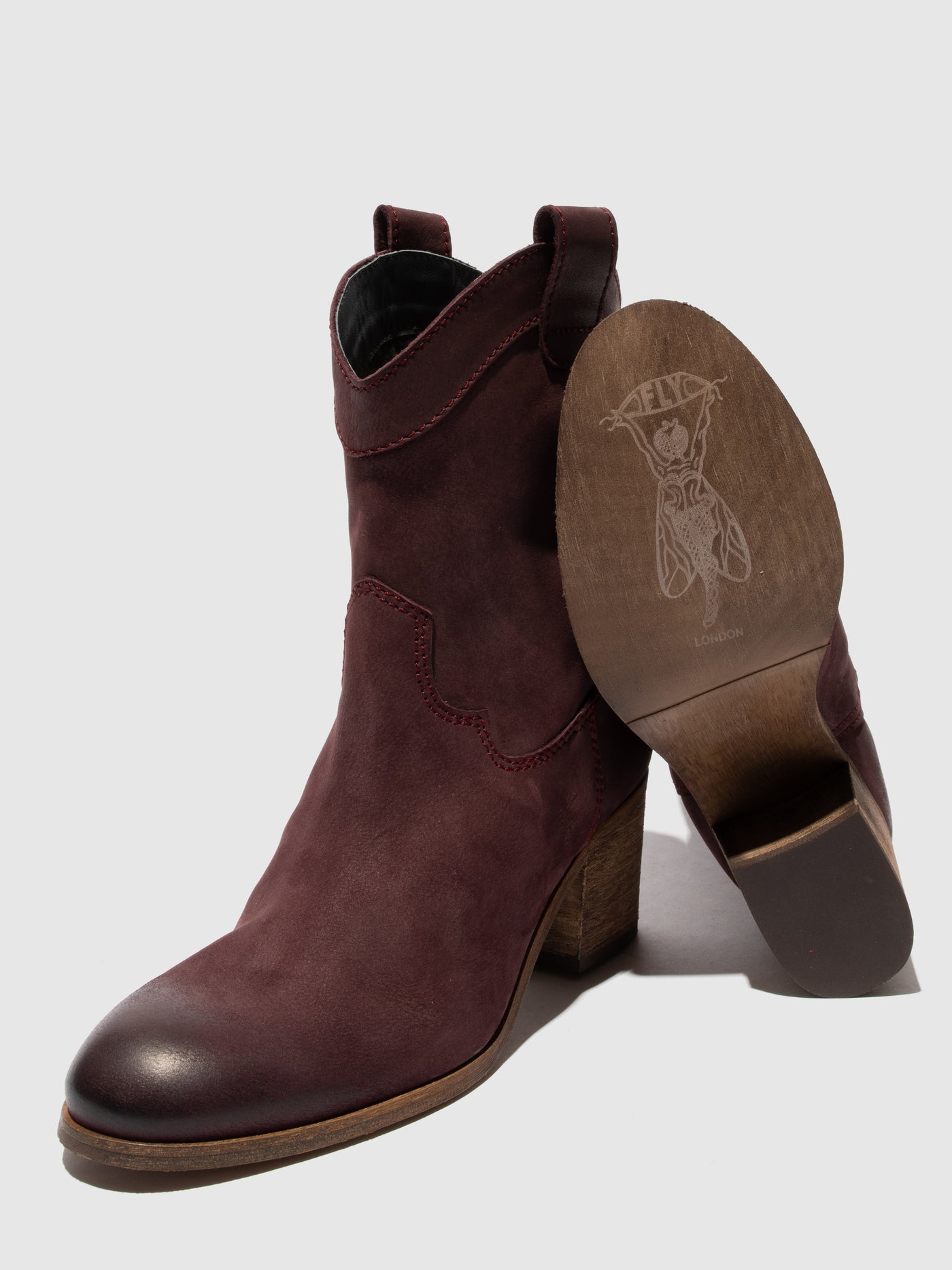 Zip Up Ankle Boots DAXI166FLY BURGUNDY