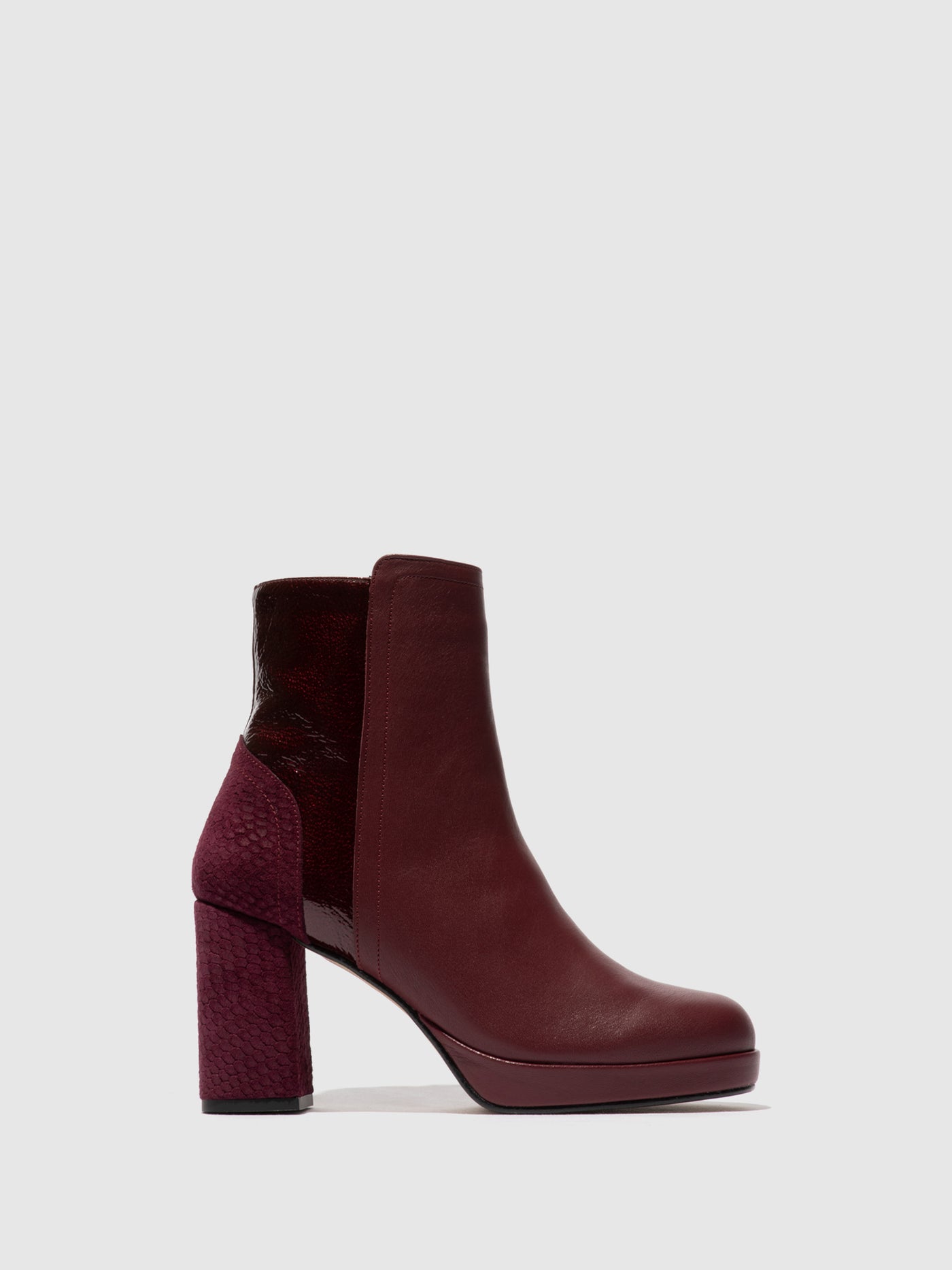 Zip Up Ankle Boots EFAN181FLY BURGUNDY