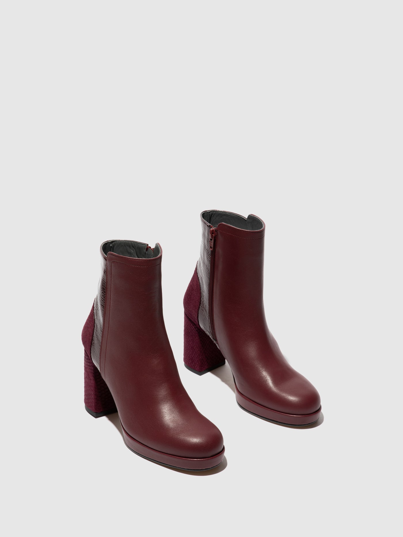 Zip Up Ankle Boots EFAN181FLY BURGUNDY