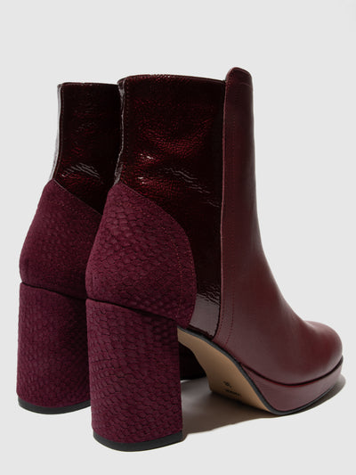 Zip Up Ankle Boots EFAN181FLY BURGUNDY