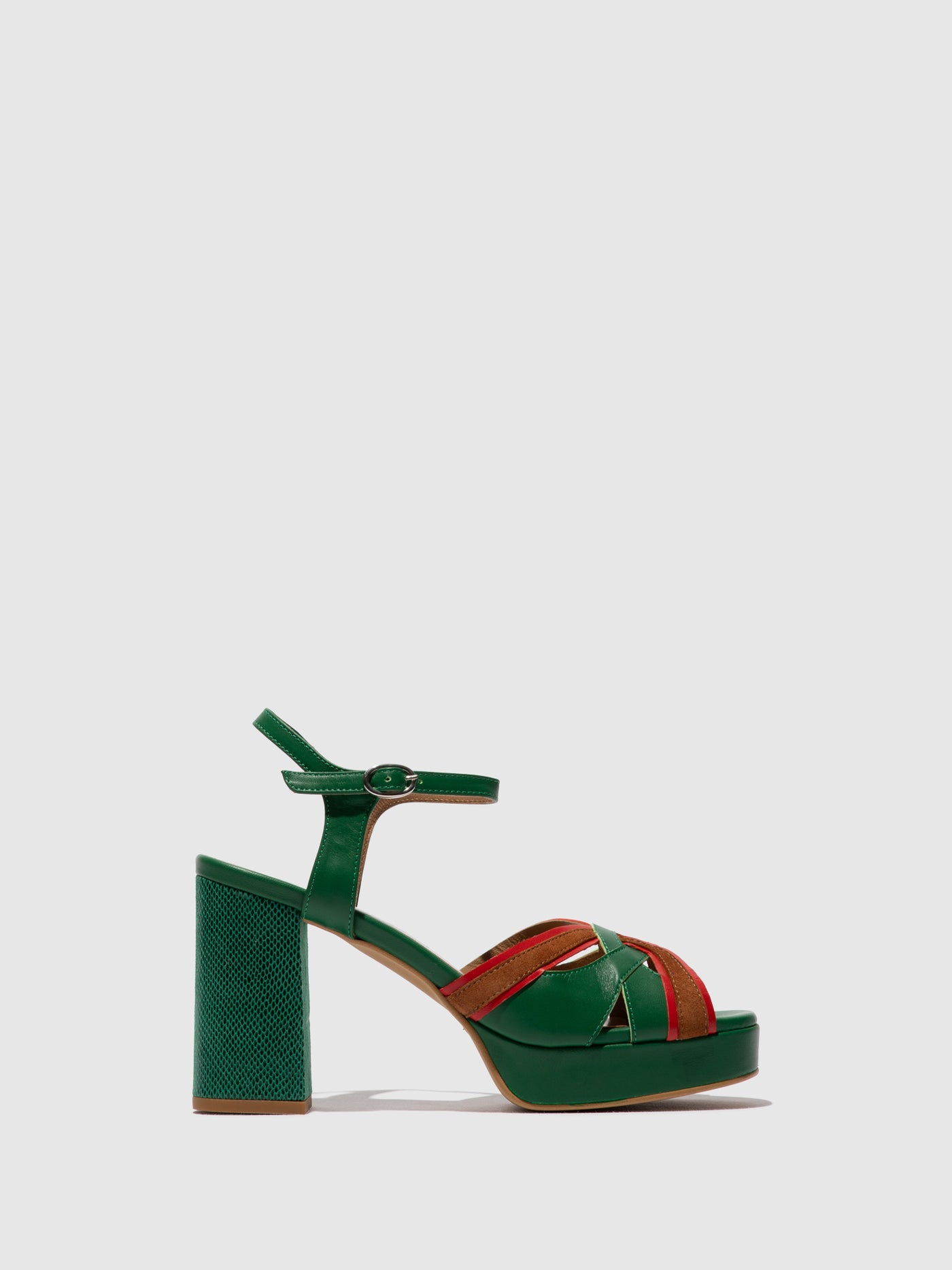 Sling-Back Sandals EZUI240FLY EMERALD/DK.RED/CAMEL