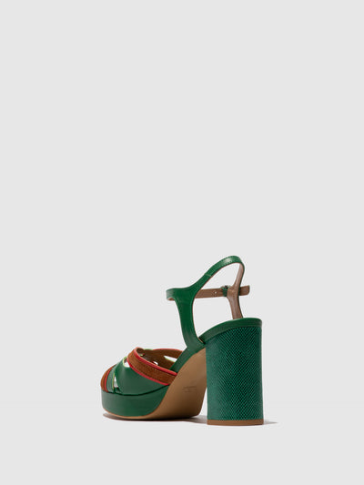 Sling-Back Sandals EZUI240FLY EMERALD/DK.RED/CAMEL