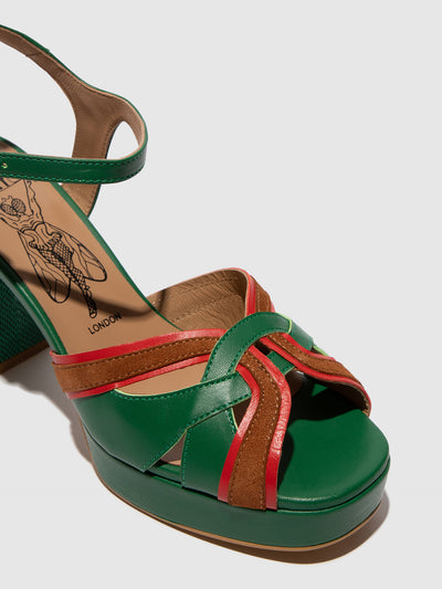 Sling-Back Sandals EZUI240FLY EMERALD/DK.RED/CAMEL