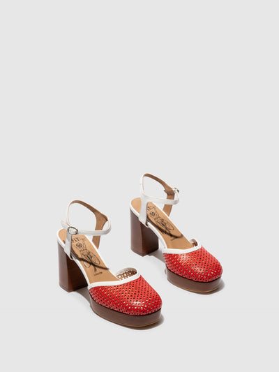 Sling-Back Sandals ELZA241FLY DK.RED/WHITE