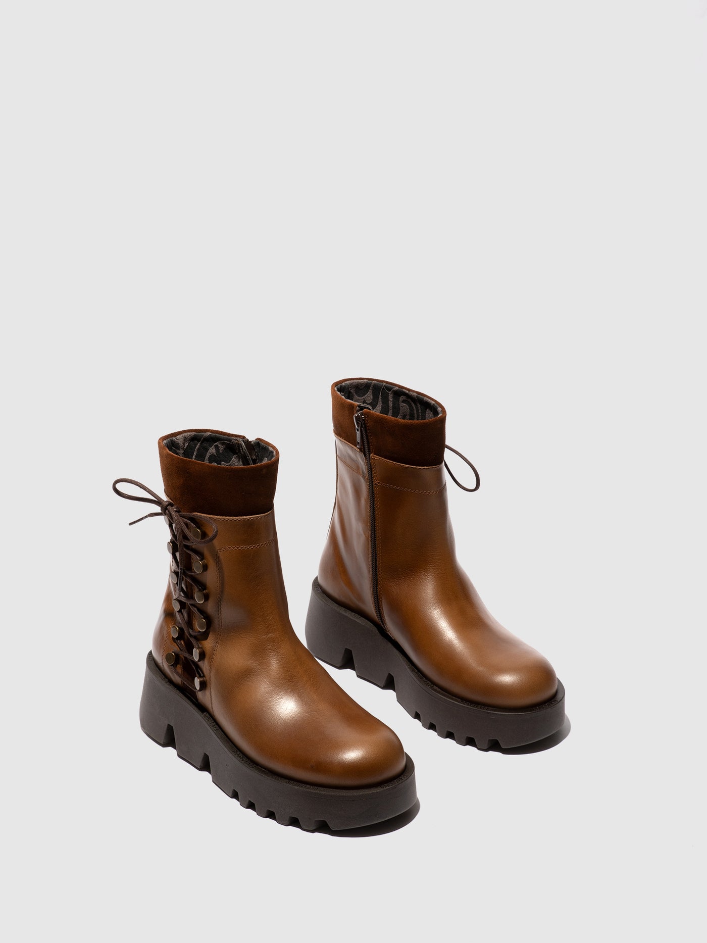 Zip Up Ankle Boots ZAKU313FLY CAMEL