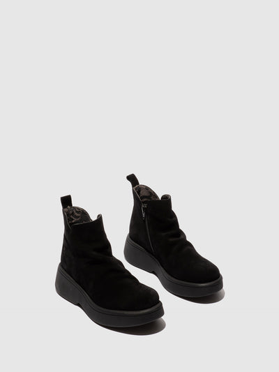 Zip Up Ankle Boots MAZY323FLY OIL SUEDE BLACK