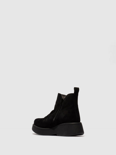 Zip Up Ankle Boots MAZY323FLY OIL SUEDE BLACK