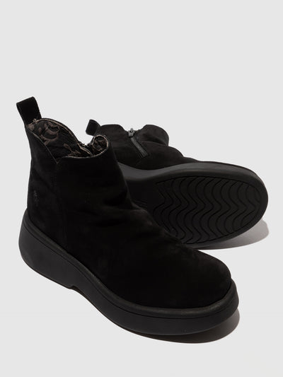 Zip Up Ankle Boots MAZY323FLY OIL SUEDE BLACK