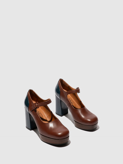 Buckle Shoes ERIL351FLY COGNAC/NAVY