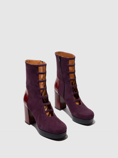 Zip Up Ankle Boots EVIK353FLY PURPLE/INT.RUST/NAVY