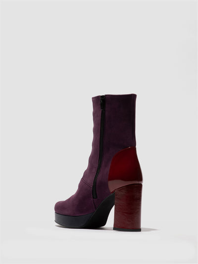 Zip Up Ankle Boots EVIK353FLY PURPLE/INT.RUST/NAVY