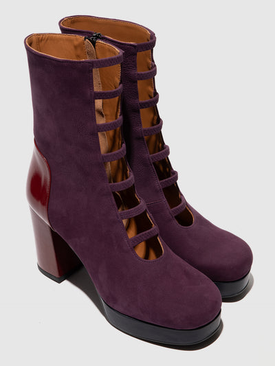 Zip Up Ankle Boots EVIK353FLY PURPLE/INT.RUST/NAVY