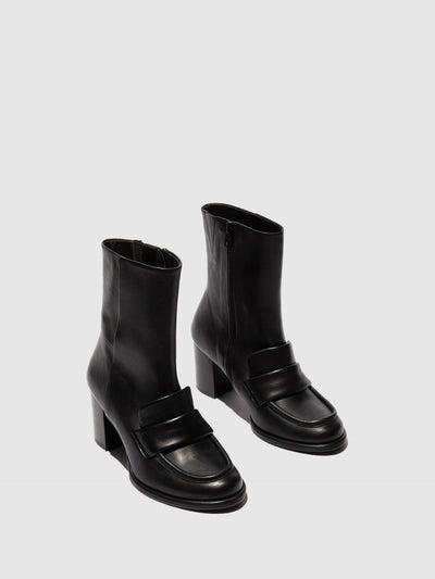 Zip Up Ankle Boots MOIK356FLY BLACK
