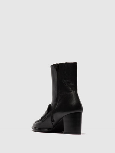 Zip Up Ankle Boots MOIK356FLY BLACK