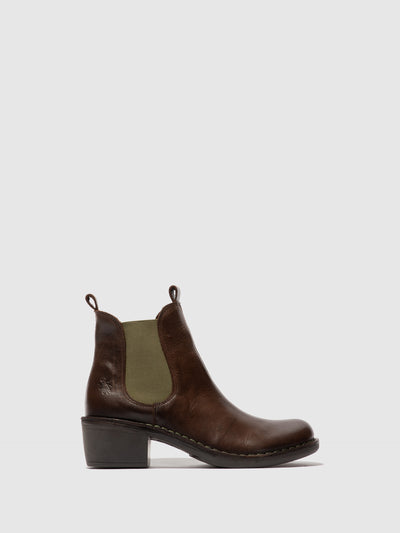 Chelsea Ankle Boots MEME030FLY DARK BROWN (GREEN ELASTIC)