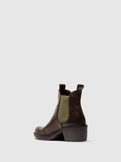 Chelsea Ankle Boots MEME030FLY DARK BROWN (GREEN ELASTIC)