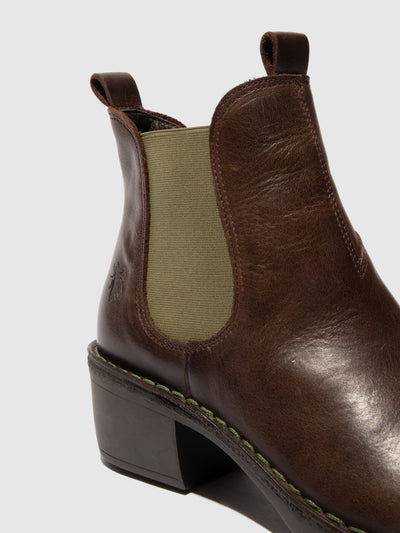 Chelsea Ankle Boots MEME030FLY DARK BROWN (GREEN ELASTIC)