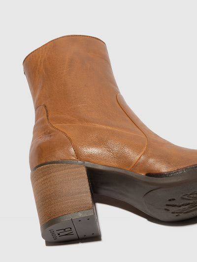 Zip Up Ankle Boots BECY097FLY COGNAC