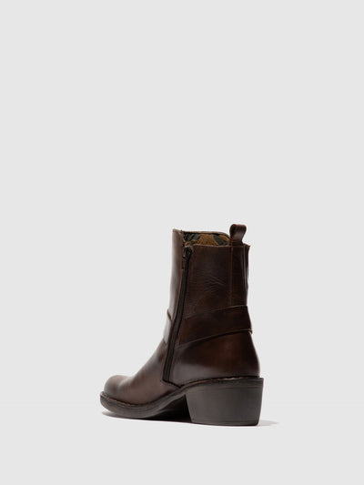 Zip Up Ankle Boots MEBI123FLY DARK BROWN