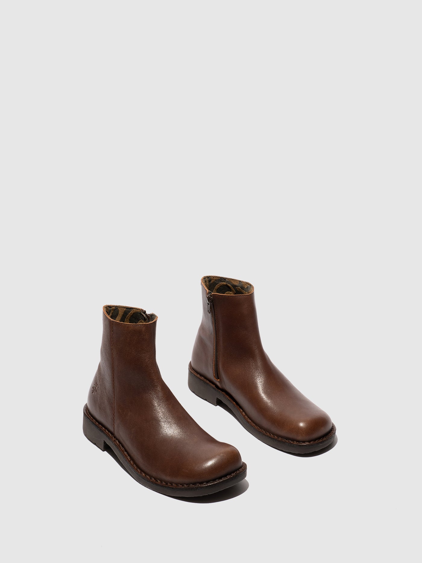 Zip Up Ankle Boots RUPE183FLY BROWN