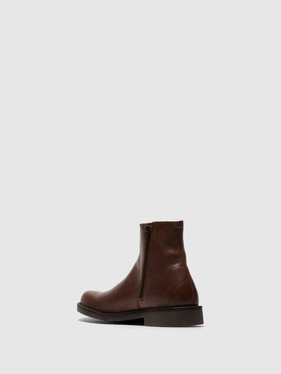 Zip Up Ankle Boots RUPE183FLY BROWN