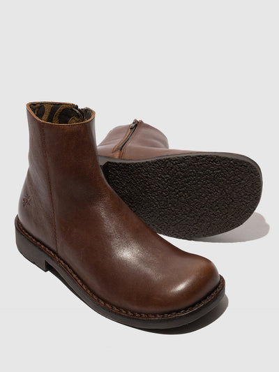 Zip Up Ankle Boots RUPE183FLY BROWN
