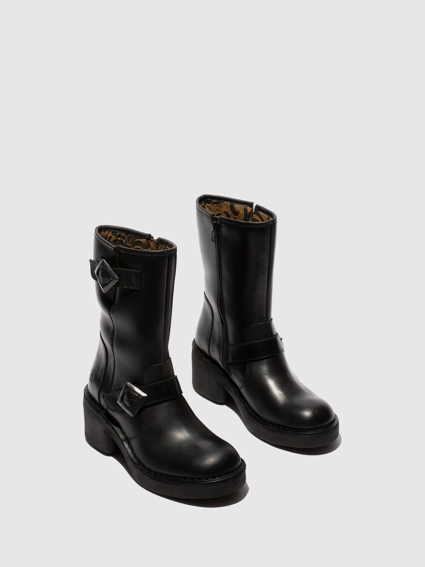 Zip Up Ankle Boots NATY192FLY BLACK
