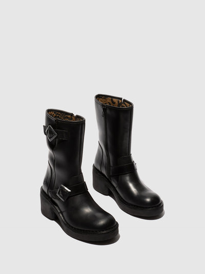 Zip Up Ankle Boots NATY192FLY BLACK