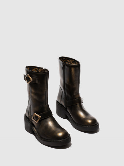 Zip Up Ankle Boots NATY192FLY GOLD