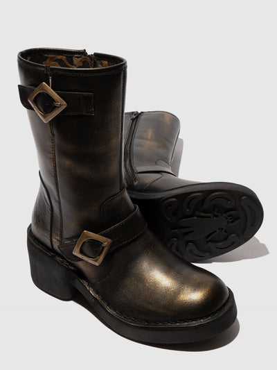 Zip Up Ankle Boots NATY192FLY GOLD