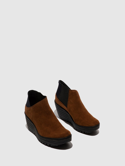 Zip Up Ankle Boots YEGO400FLY CAMEL/NAVY
