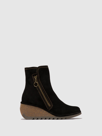 Zip Up Ankle Boots NELA407FLY OIL SUEDE BLACK