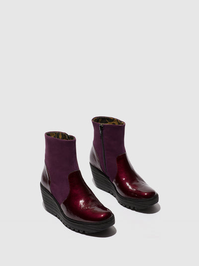 Zip Up Ankle Boots YUXI506FLY BURGUNDY/WINE