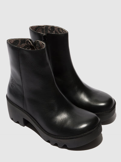 Zip Up Ankle Boots TOOR513FLY RUG BLACK