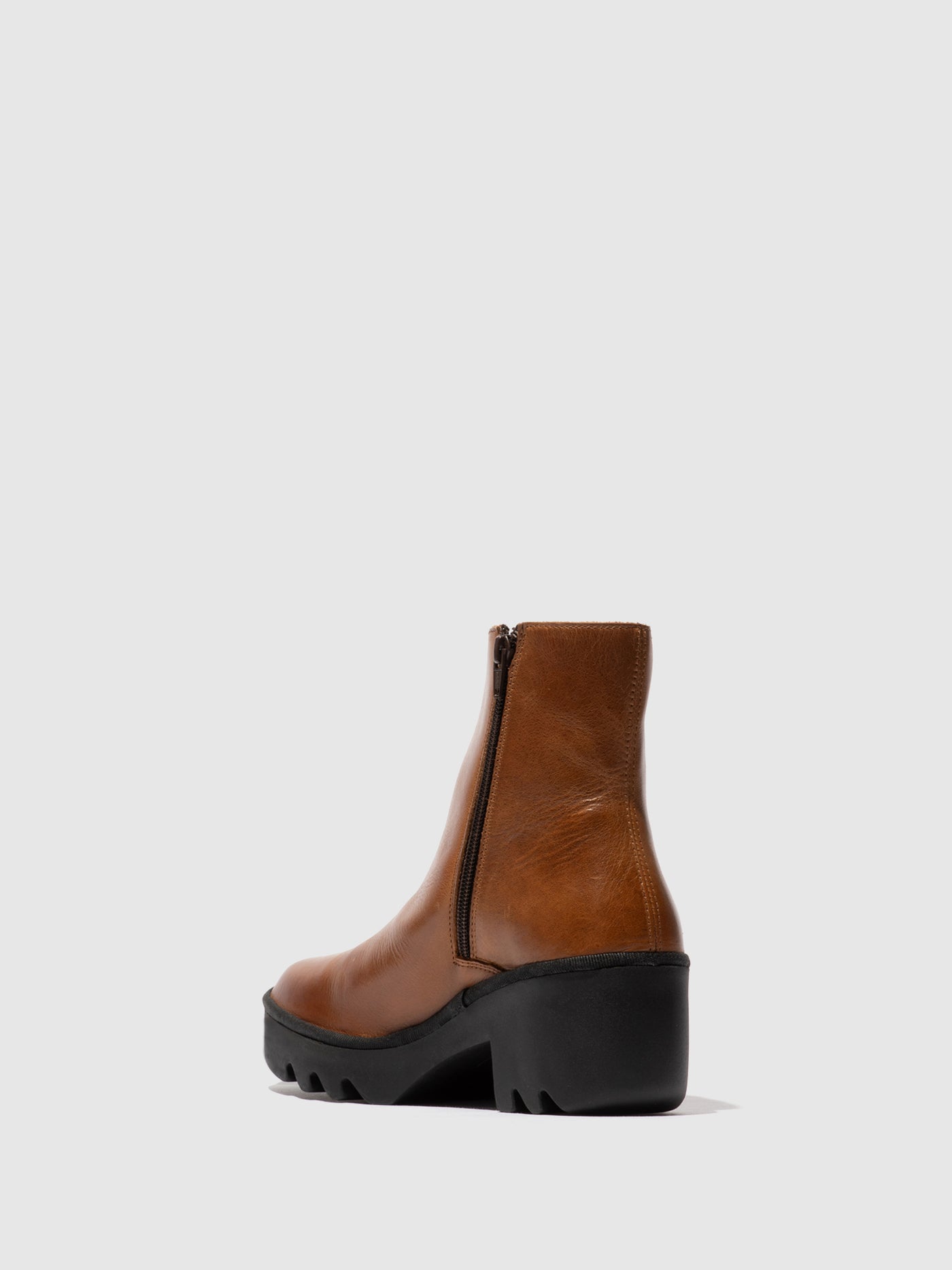 Zip Up Ankle Boots TOOR513FLY MID. BROWN