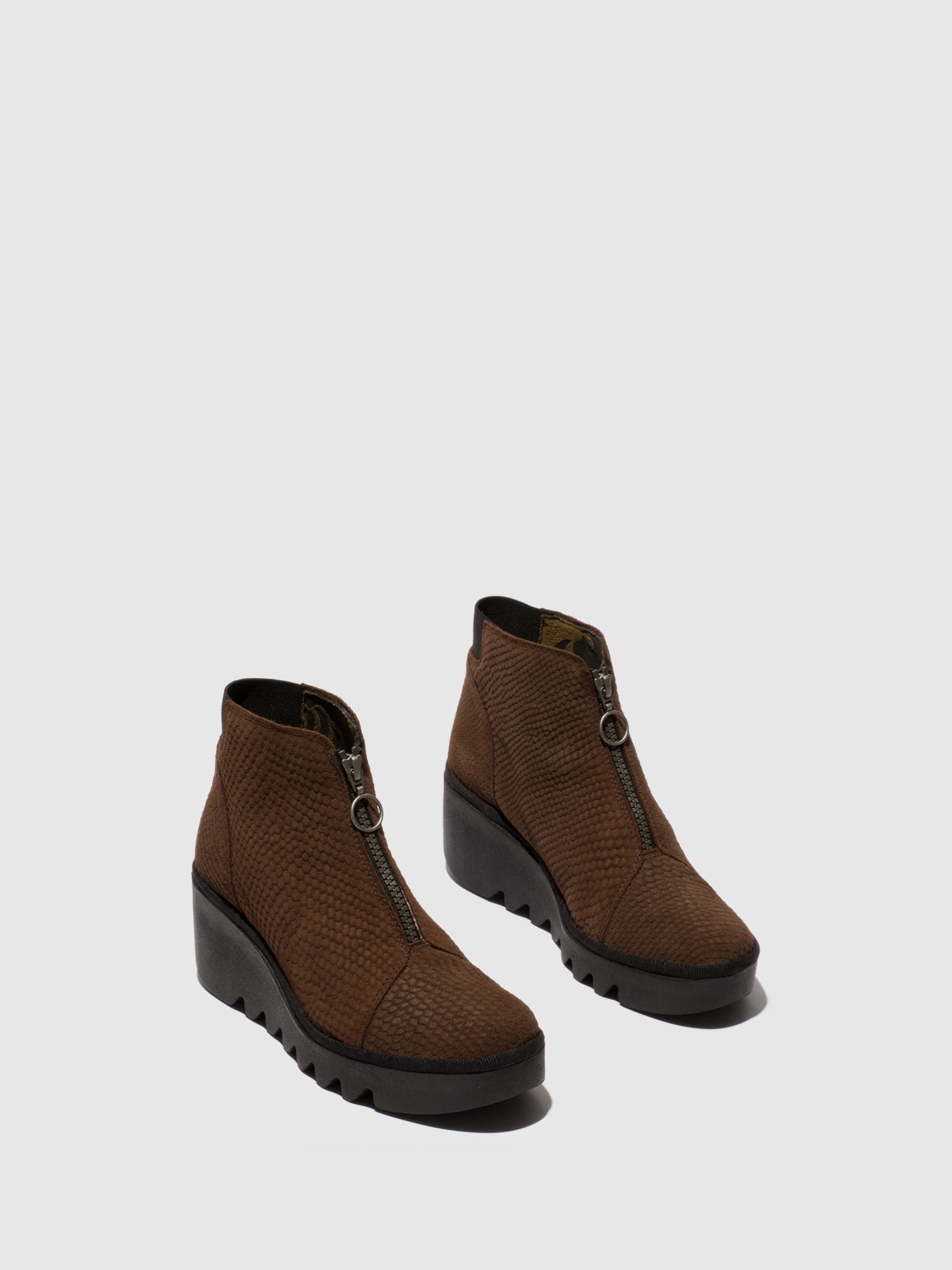 Zip Up Ankle Boots BAAZ537FLY BROWN