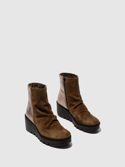 Zip Up Ankle Boots BAAN538FLY ELEPHANT/DK. GOLD
